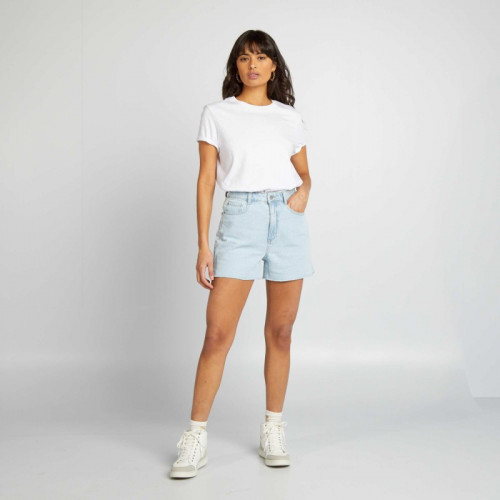 Short en jean coupé à cru - Bleu