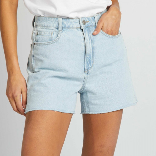 Short en jean coupé à cru - Bleu