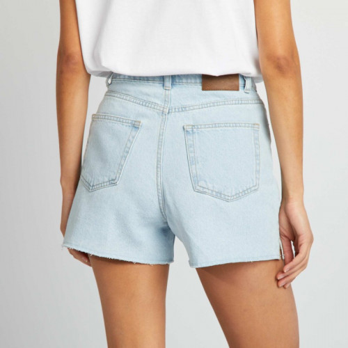 Short en jean coupé à cru - Bleu