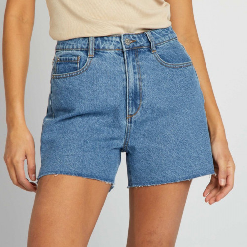 Short en jean coupé à cru - Bleu