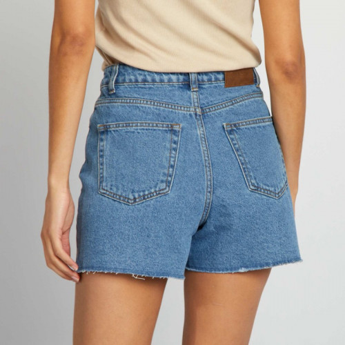 Short en jean coupé à cru - Bleu