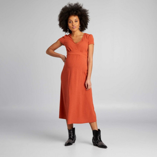 Robe midi de maternité - Marron