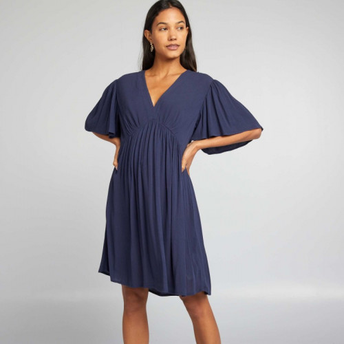 Robe courte en crêpe - Bleu nuit