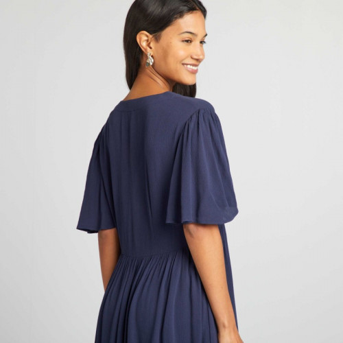 Robe courte en crêpe - Bleu nuit