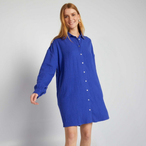 Chemise oversize en gaze de coton - Bleu