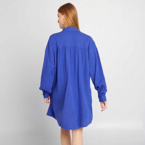 Chemise oversize en gaze de coton - Bleu