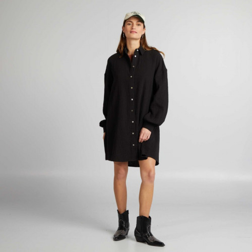 Chemise oversize en gaze de coton - Noir