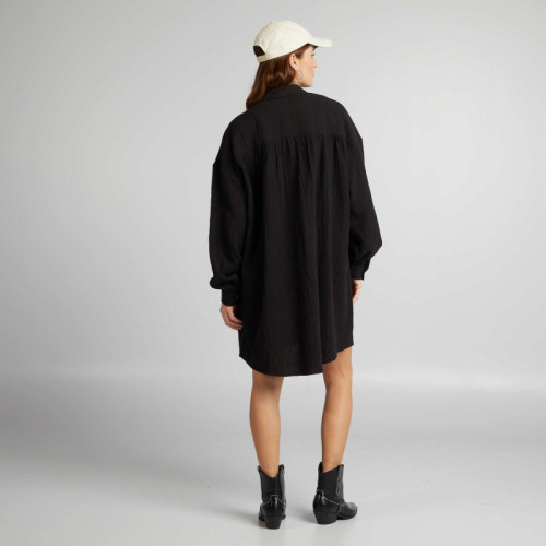 Chemise oversize en gaze de coton - Noir