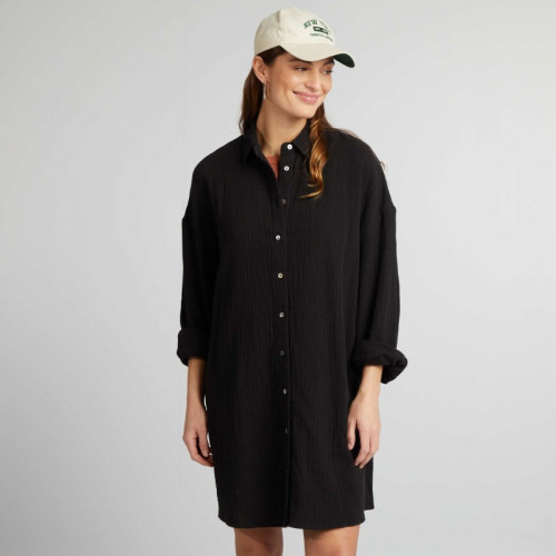 Chemise oversize en gaze de coton - Noir