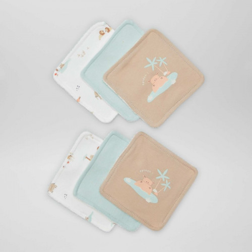 Lot de 6 lingettes en coton - Beige