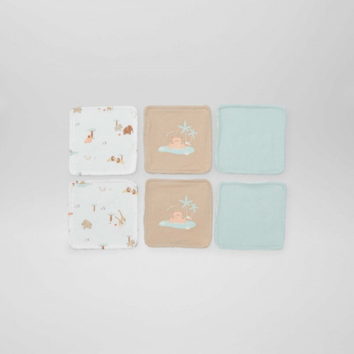 Lot de 6 lingettes en coton - Beige