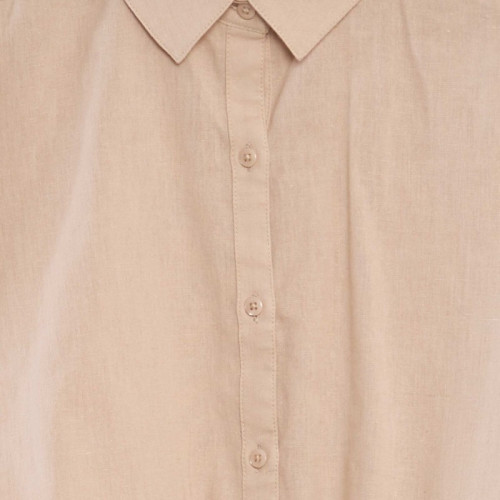 Chemise à nouer en coton et lin - Beige