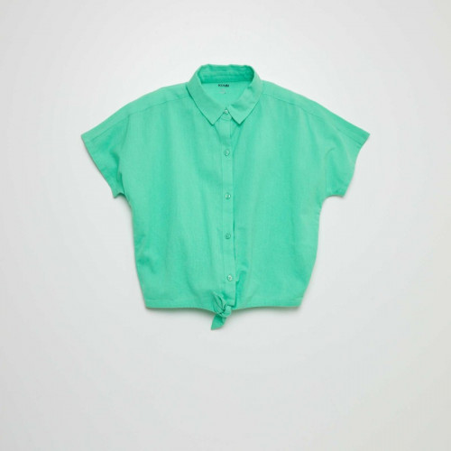 Chemise à nouer en coton et lin - Vert