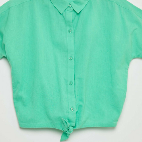 Chemise à nouer en coton et lin - Vert