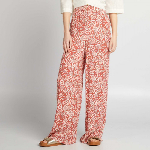 Pantalon large imprimé - Marron