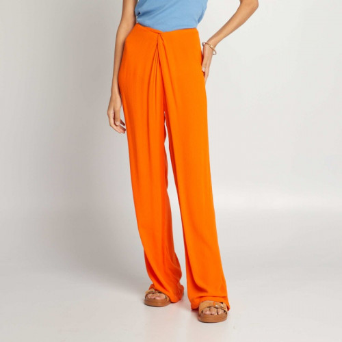 Pantalon large élastique à taille fantaisie - Orange