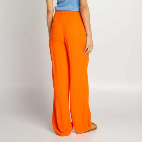 Pantalon large élastique à taille fantaisie - Orange