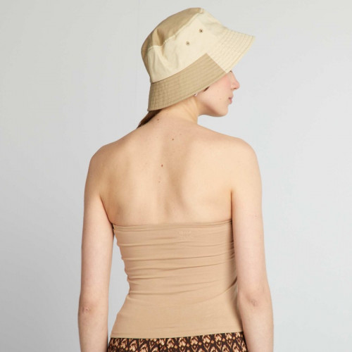 T-shirt bandeau côtelé - Beige