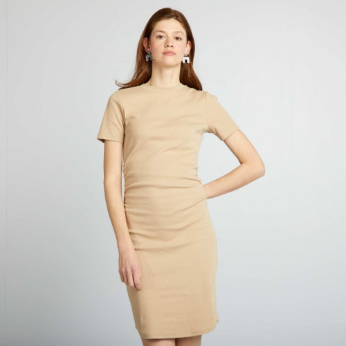 Robe en jersey côtelé - Beige