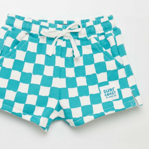 Short à carreaux - Bleu