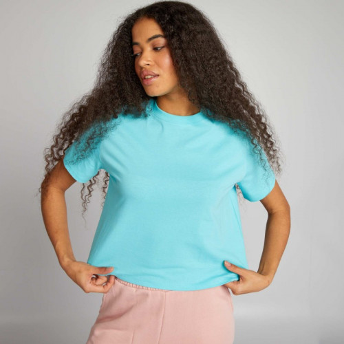 Crop-top en jersey uni - Bleu