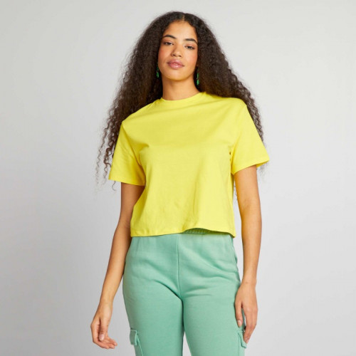 Crop-top en jersey uni - Jaune