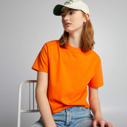 Crop-top en jersey uni - Orange