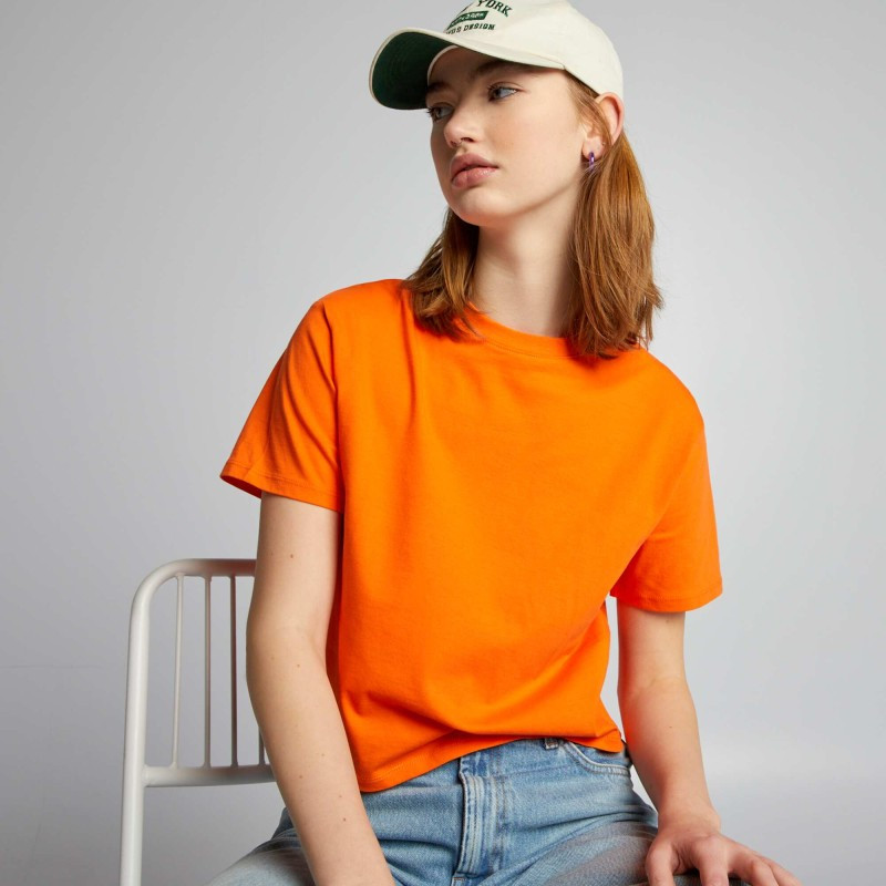 Crop-top en jersey uni - Orange