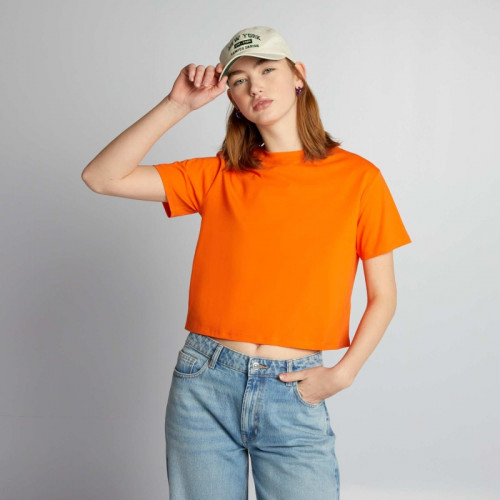 Crop-top en jersey uni - Orange