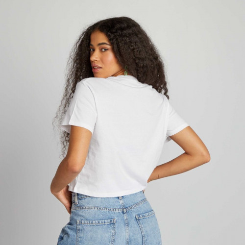 Crop-top en jersey uni - Blanc