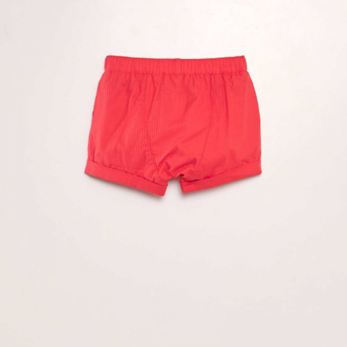 Short taille haute effet chevrons - Rouge