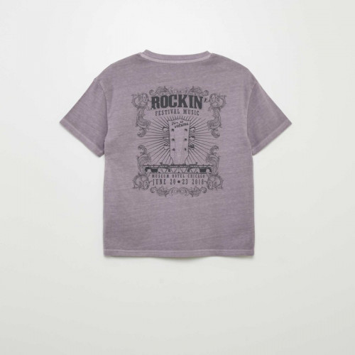 T-shirt manches courtes esprit 'festival rock' - Violet