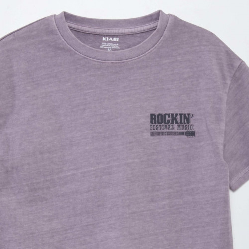 T-shirt manches courtes esprit 'festival rock' - Violet