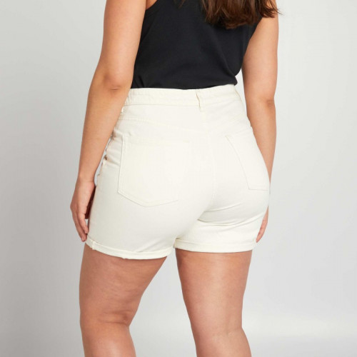 Short en jean à taille haute - Blanc