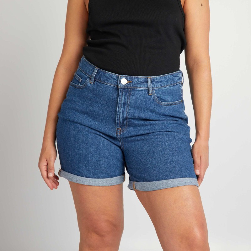 Short en jean à taille haute - Stone