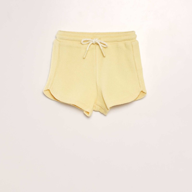 Short uni style matière éponge - Jaune