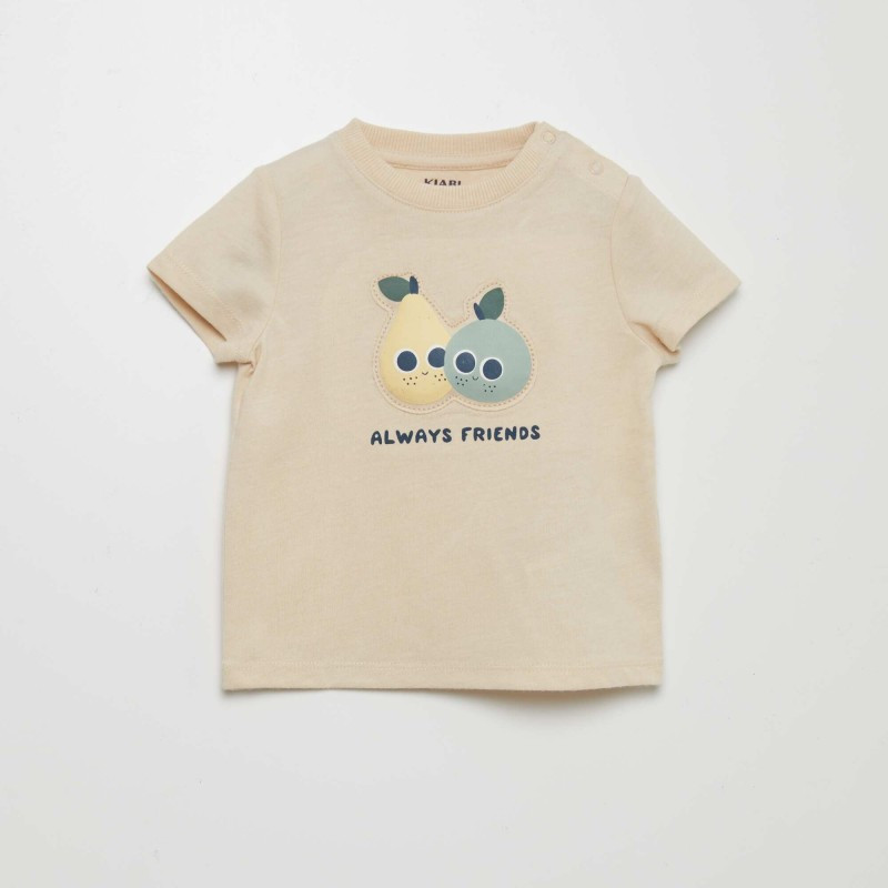 T-shirt avec animation en relief - Beige