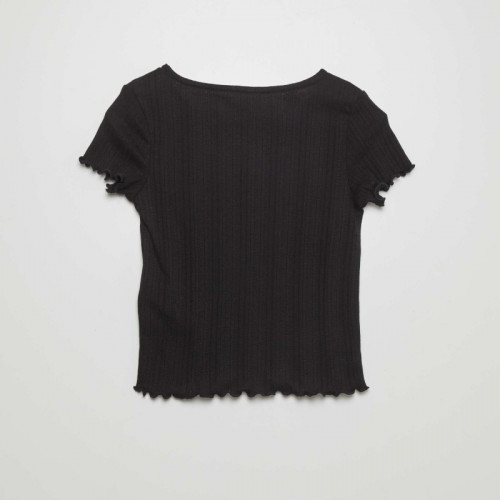 T-shirt en maille pointelle - Noir