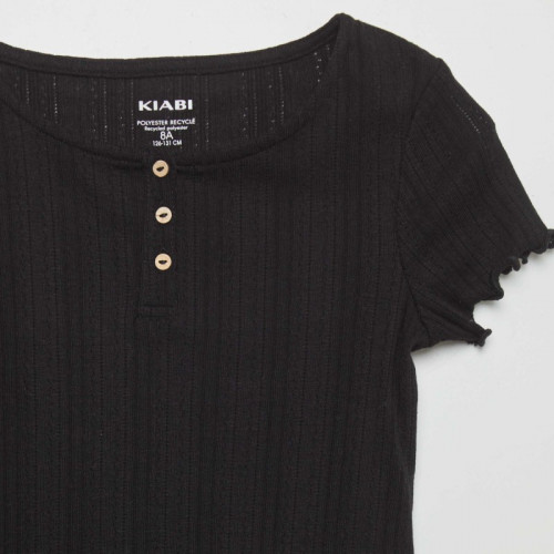 T-shirt en maille pointelle - Noir