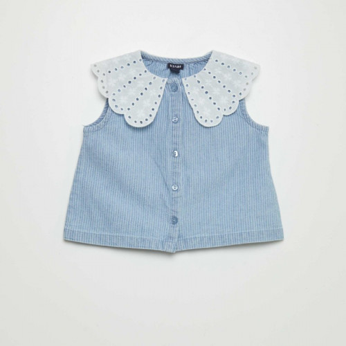 Ensemble chemise + bloomer + bandeau - Bleu chambray