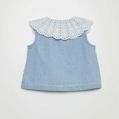 Ensemble chemise + bloomer + bandeau - Bleu chambray