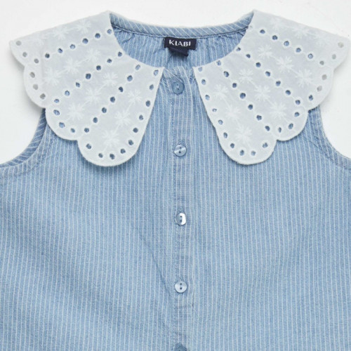 Ensemble chemise + bloomer + bandeau - Bleu chambray