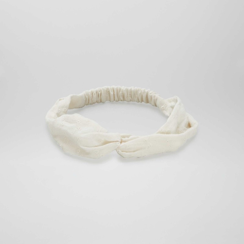 Bandeau croisé avec broderie - Blanc