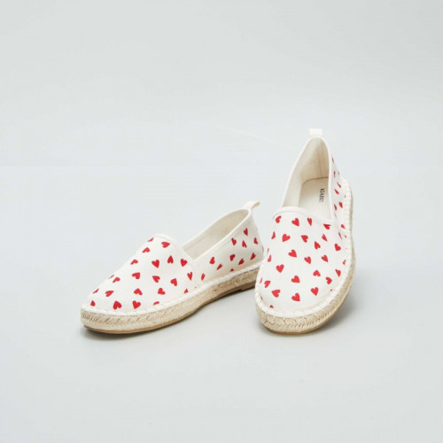 Espadrilles en toile cœurs - Rouge