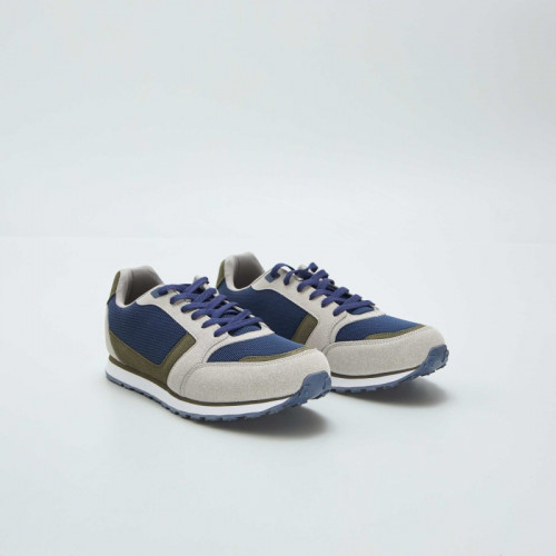 Baskets running retro tricolore - Kaki