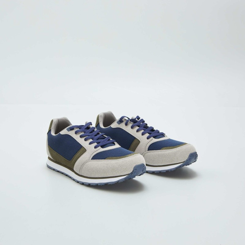 Baskets running retro tricolore - Kaki