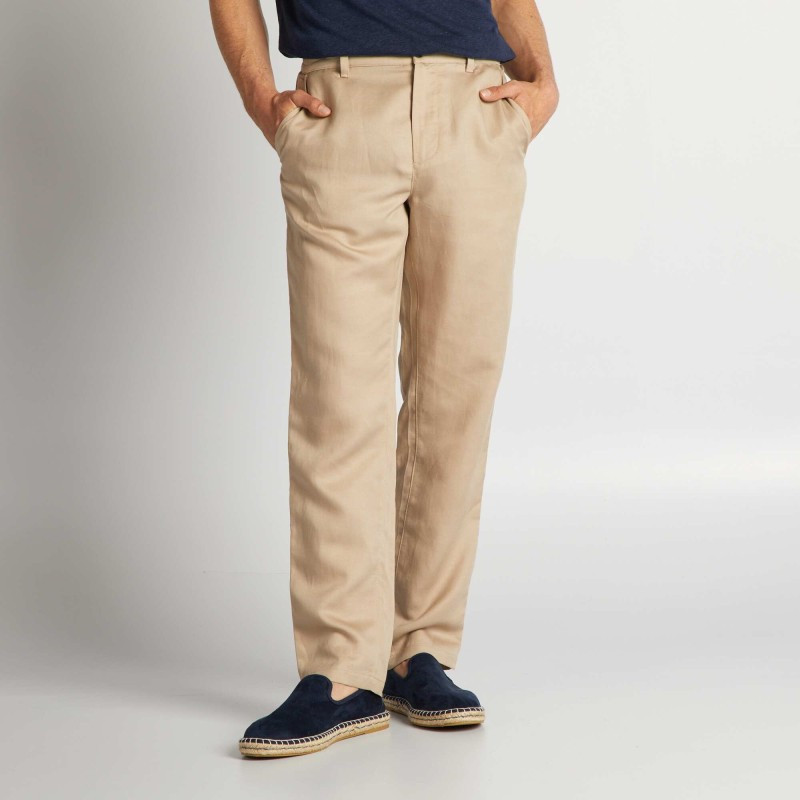 Pantalon chino en lin - Beige