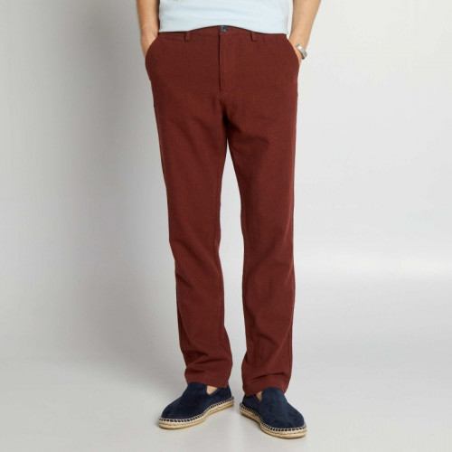 Pantalon chino en lin - Rouge foncé