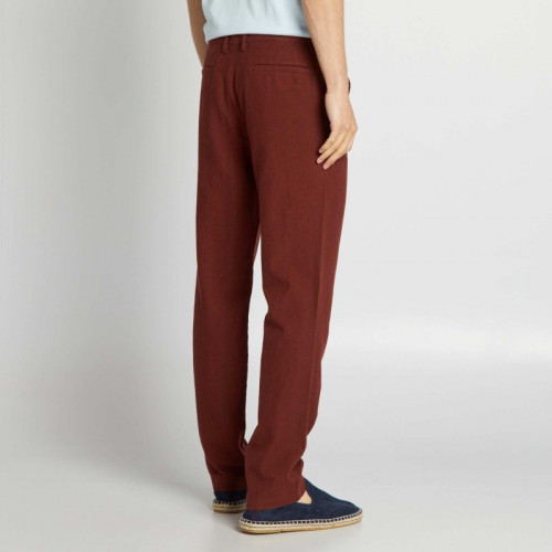 Pantalon chino en lin - Rouge foncé