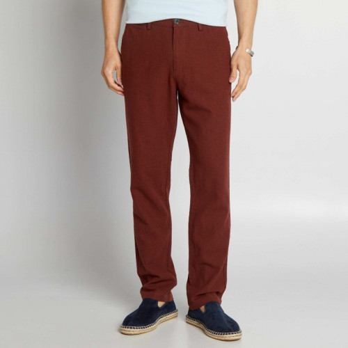 Pantalon chino en lin - Rouge foncé